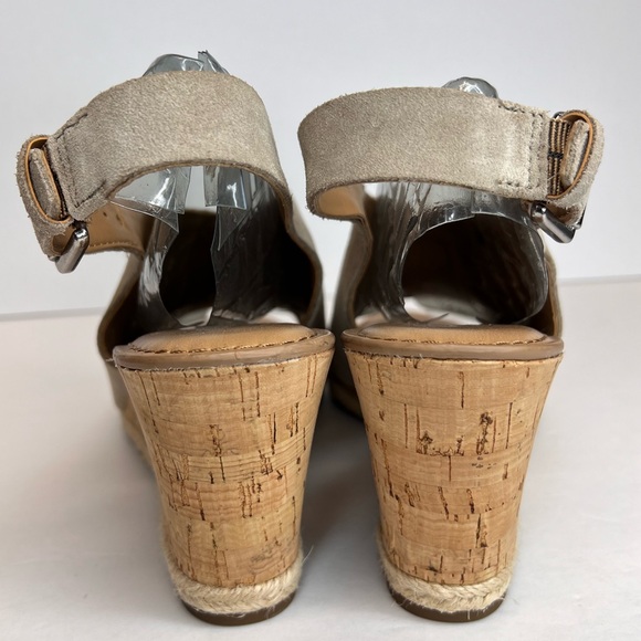 Franco Sarto Womens Julien Open Toe Suede Wedges Sz 10M Suede Taupe Worn 1X! - Picture 5 of 14